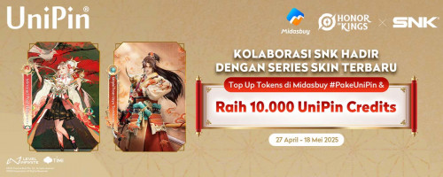 [Kolaborasi SNK] Top Up Honor of Kings di Midasbuy #PakeUniPin & Raih 10.000 UniPin Credits